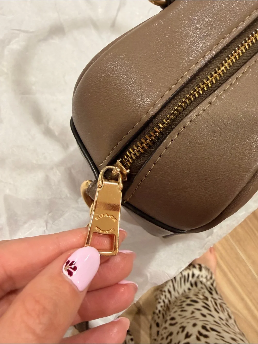 COACH Brown Leather Mini Satchel Crossbody with Gold-Tone Hardware